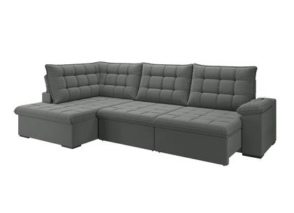 Imagem de Sofá de Canto 6 Lugares Retrátil Reclinável Suede Veludo Dallas Flexforma Estofados