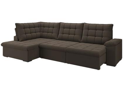 Imagem de Sofá de Canto 6 Lugares Retrátil Reclinável Suede Veludo Dallas Flexforma Estofados