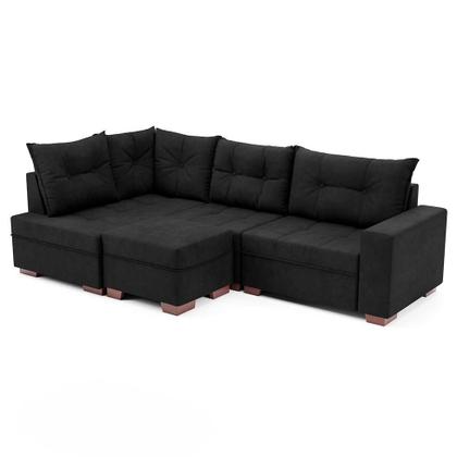 Imagem de Sofá de Canto 7 Lugares Glória Suede Preto