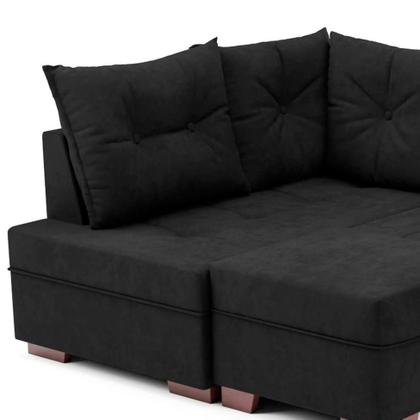 Imagem de Sofá de Canto 7 Lugares Glória Suede Preto