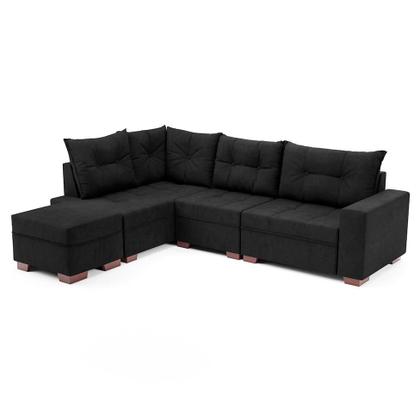 Imagem de Sofá de Canto 7 Lugares Glória Suede Preto