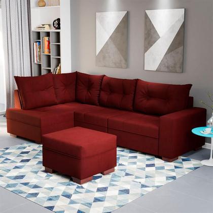 Imagem de Sofá de Canto 7 Lugares Glória Suede Vermelho