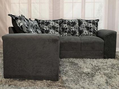 Imagem de Sofá de Canto Belo 5 Lugares Suede Cinza/Floral 605/37