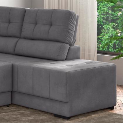 Imagem de Sofá de canto Besthouse Firenze retrátil e reclinável 5 lugares em tecido suede veludo Cinza