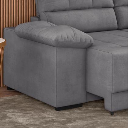 Imagem de Sofá de canto Besthouse Firenze retrátil e reclinável 5 lugares em tecido suede veludo Cinza
