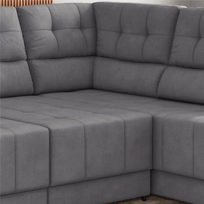 Imagem de Sofá de canto Besthouse Firenze retrátil e reclinável 5 lugares em tecido suede veludo Cinza