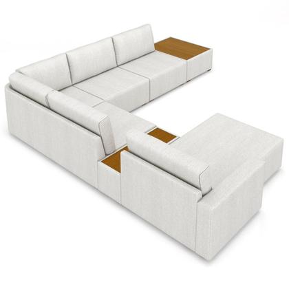 Imagem de Sofá de Canto Chaise 5 Lugares 291cm Bristol M22 Linho Cru - Mpozenato