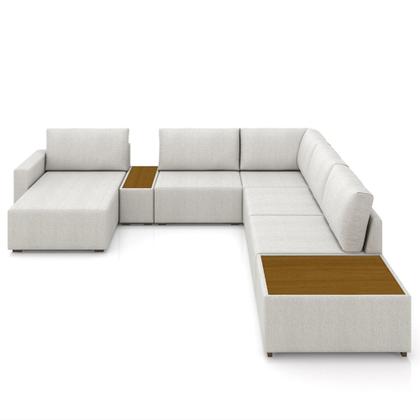 Imagem de Sofá de Canto Chaise 5 Lugares 291cm Bristol M22 Linho Cru - Mpozenato