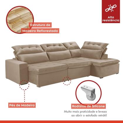 Imagem de Sofá de Canto com Chaise 5 Lugares 371x192cm M153