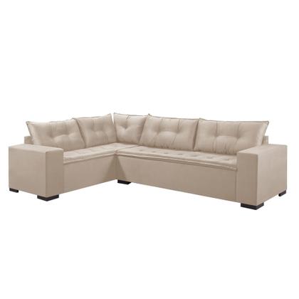 Imagem de Sofá De Canto em L 5 Lugares 3,00m Veludo Bege Oslo Estofados Martins