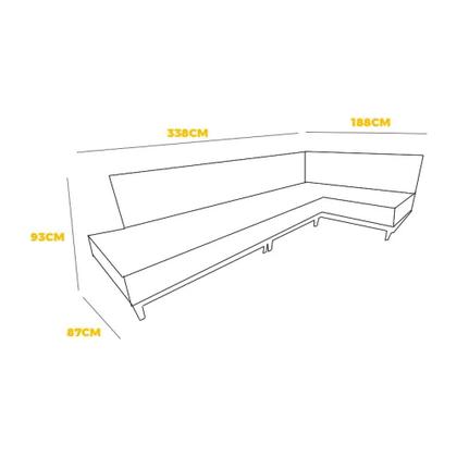 Imagem de Sofá de Canto Eros em Linho 7 Lugares com Chaise Luxury Cor Bege