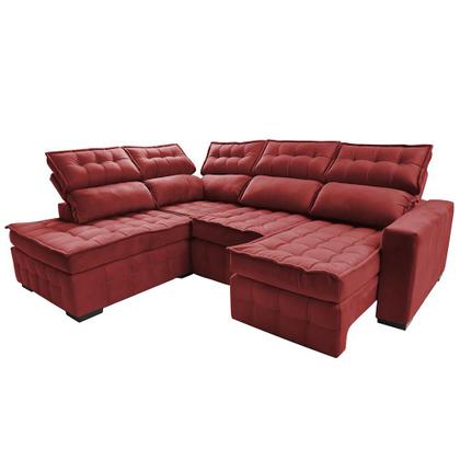 Imagem de Sofá de Canto Esquerdo 2,65x2,30m Retrátil e Reclinável com Molas Ensacada Cama inBox Nobre Vermelho