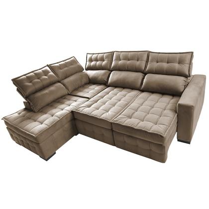 Imagem de Sofá de Canto Esquerdo 2,65x2,30m Retrátil e Reclinável com Molas Ensacadas Cama inBox Nobre Bege