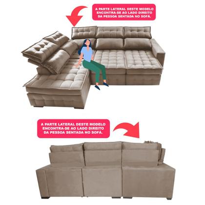Imagem de Sofá de Canto Esquerdo 2,65x2,30m Retrátil e Reclinável com Molas Ensacadas Cama inBox Nobre Bege