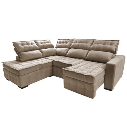 Imagem de Sofá de Canto Esquerdo 2,65x2,30m Retrátil e Reclinável com Molas Ensacadas Cama inBox Nobre Bege