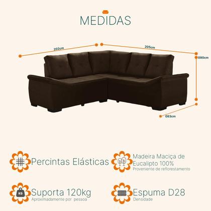 Imagem de Sofá de Canto Japão 5 lugares Suede - Sofá Casa