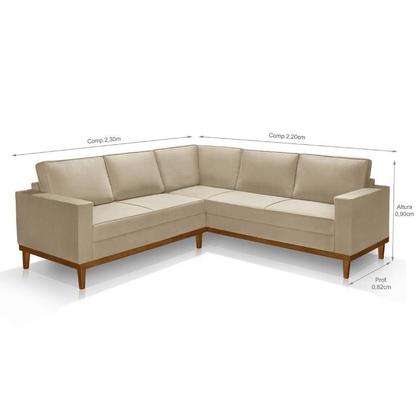 Imagem de Sofá De Canto Living 5 Lug. Toronto Com Base Retro  - Veludo Bege