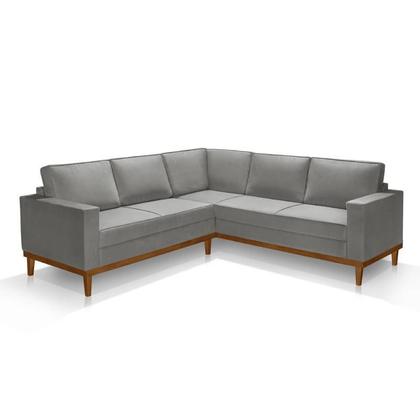 Imagem de Sofá De Canto Living 5 Lug. Toronto Com Base Retro - Veludo Cinza