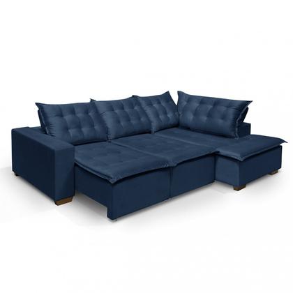 Imagem de Sofá de Canto Montana 4 Lugares Retrátil Reclinável 2,70x1,98M Molas Bonnel em Veludo Yescasa