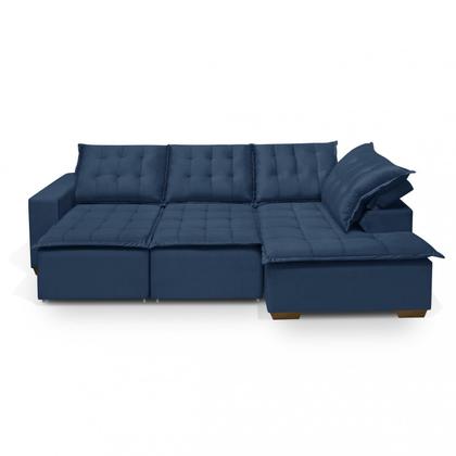 Imagem de Sofá de Canto Montana 4 Lugares Retrátil Reclinável 2,70x1,98M Molas Bonnel em Veludo Yescasa