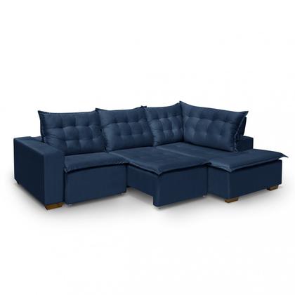 Imagem de Sofá de Canto Montana 4 Lugares Retrátil Reclinável 2,70x1,98M Molas Bonnel em Veludo Yescasa