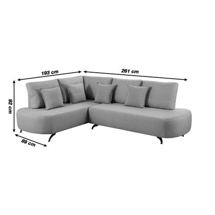 Imagem de Sofá de Canto Nori Curva LD 2,61M em Linho com Pés de Metal