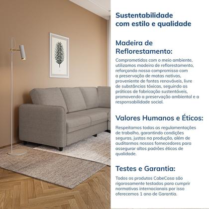 Imagem de Sofá de Canto Orquídea 5 Lugares em Linho CabeCasa MadeiraOriginals