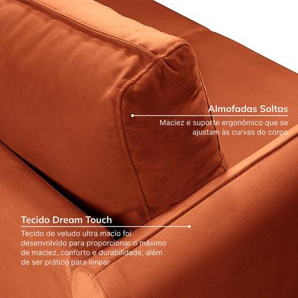 Imagem de Sofá de Canto Orquídea 5 Lugares em Veludo CabeCasa MadeiraOriginals