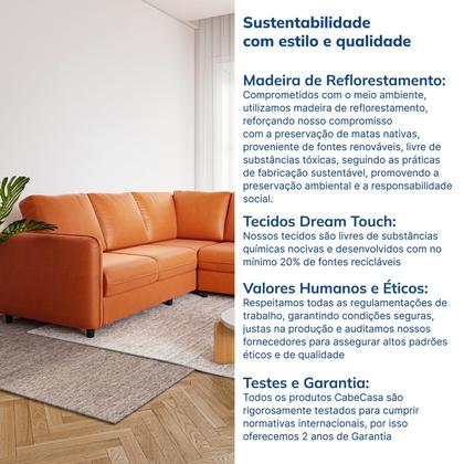 Imagem de Sofá de Canto Orquídea 5 Lugares em Veludo CabeCasa MadeiraOriginals