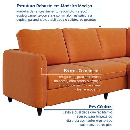 Imagem de Sofá de Canto Orquídea 5 Lugares em Veludo CabeCasa MadeiraOriginals