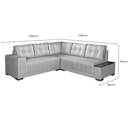 Imagem de Sofá de Canto Ouro Fino 7 Lugares 236cm X 236cm Tecido Linho Lufer Cor Bege