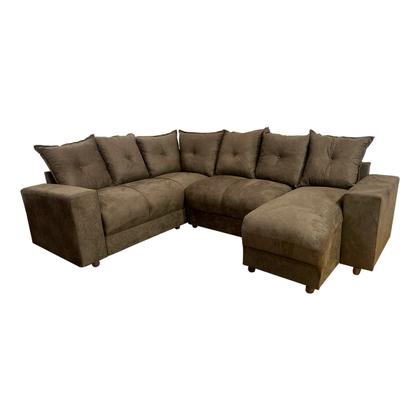 Imagem de Sofá de Canto Para Sala Tecido Suede Macio Marrom 603 Áustria
