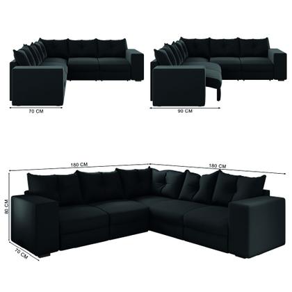 Imagem de Sofá de Canto Retrátil 5 Lugares Veludo New Qatar Selmer