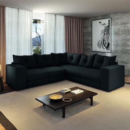 Imagem de Sofá de Canto Retrátil 5 Lugares Veludo New Qatar Selmer