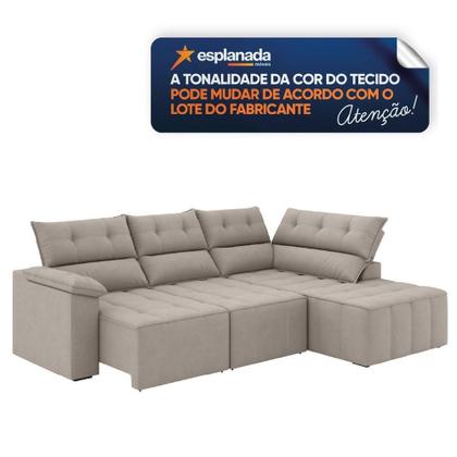 Imagem de Sofá De Canto Retrátil E Reclinável 4 Lugares Santorini Veludo Luizzi Cappuccino