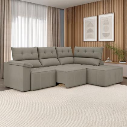 Imagem de Sofá de Canto Retrátil e Reclinável 4 Lugares Santorini Veludo Luizzi