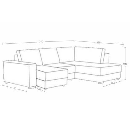 Imagem de Sofá de Canto Retrátil e Reclinável 5 Lugares 310cm Belluno