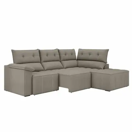 Imagem de Sofá de Canto Retrátil e Reclinável 5 lugares Lisboa Besthouse Capuccino