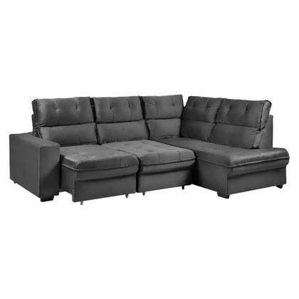 Imagem de Sofá de Canto Retrátil e Reclinável 5 Lugares Veludo Antonia Takei