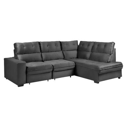 Imagem de Sofá de Canto Retrátil e Reclinável 5 Lugares Veludo Antonia Takei