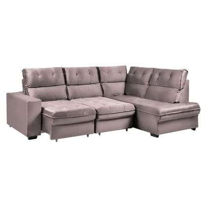 Imagem de Sofá de Canto Retrátil e Reclinável 5 Lugares Veludo Antonia Takei