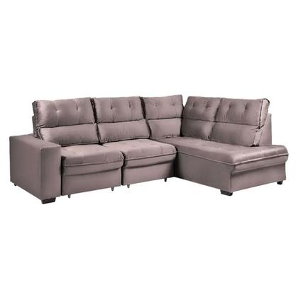 Imagem de Sofá de Canto Retrátil e Reclinável 5 Lugares Veludo Antonia Takei