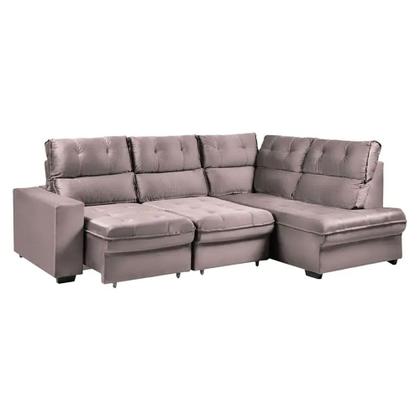 Imagem de Sofá de Canto Retrátil e Reclinável 5 Lugares Veludo Antonia Takei