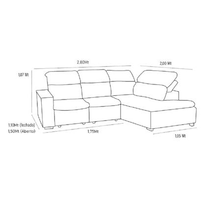 Imagem de Sofá de Canto Retrátil e Reclinável com Chaise 3 Lugares Takei Viviane