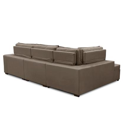 Imagem de Sofá de Canto Retrátil e Reclinável com Molas 3,00x2,00 Esq Virginia Suede Capucino Adonai Estofados