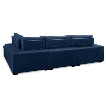 Sofá de Canto Retrátil e Reclinável com Molas 3,00x2,00 LD Jacke Suede Azul Madelina Decor Imagem de Sofá de Canto Retrátil e Reclinável com Molas 3,00x2,00 LD Jacke Suede Azul Madelina Decor