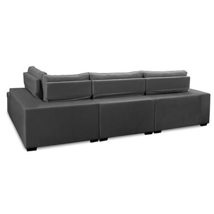 Imagem de Sofá de Canto Retrátil e Reclinável com Molas 3,00x2,00 LD Jacke Suede Cinza Madelina Decor