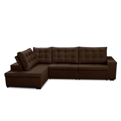 Sofá de Canto Retrátil e Reclinável com Molas 3,00x2,00 LE Jacke Suede Marrom Madelina Decor Imagem de Sofá de Canto Retrátil e Reclinável com Molas 3,00x2,00 LE Jacke Suede Marrom Madelina Decor