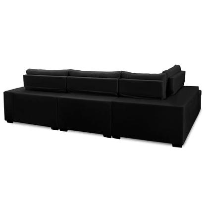 Sofá de Canto Retrátil e Reclinável com Molas 3,00x2,00 LE Jacke Suede Preto Madelina Decor Imagem de Sofá de Canto Retrátil e Reclinável com Molas 3,00x2,00 LE Jacke Suede Preto Madelina Decor