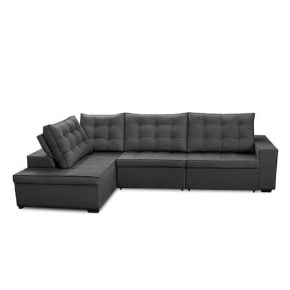 Sofá de Canto Retrátil e Reclinável com Molas 3,40x2,00 LE Jacke Suede Cinza Madelina Decor Imagem de Sofá de Canto Retrátil e Reclinável com Molas 3,40x2,00 LE Jacke Suede Cinza Madelina Decor